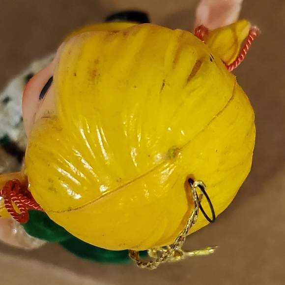 Vintage Flocked Plastic Face Little Miss Muffet Ornament - Picture 11 of 12